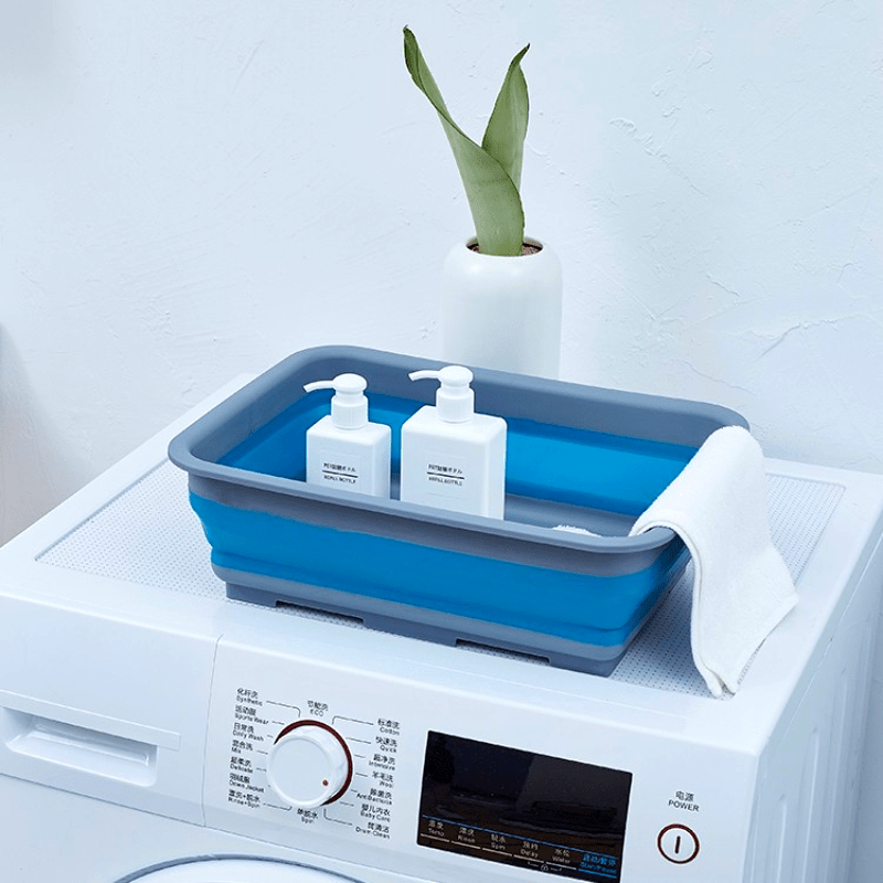 1pc 2.6 Gal (10L) Collapsible Dish Pan For Washing Dishes, Space Saving Multiuse Foldable Sink Tub, Kitchen Storage Tray For Outdoor Camping, Vegetable Washing, RV (Rectangle)