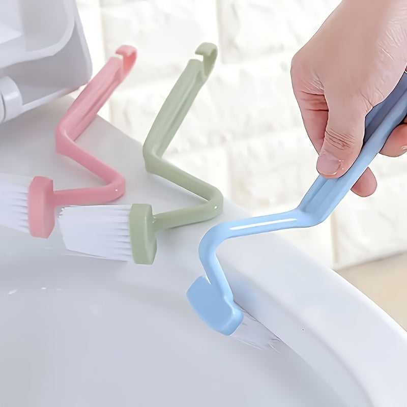 Ergonomic Pink V-Shaped Toilet Brush - Wall-Mounted, Manual, No-Scrub Design for Efficient Bathroom Corner Cleaning, Durable Plastic with Soft Bristles, Toilet Brush and Holder Set, Bathroom Cleaning Accessories