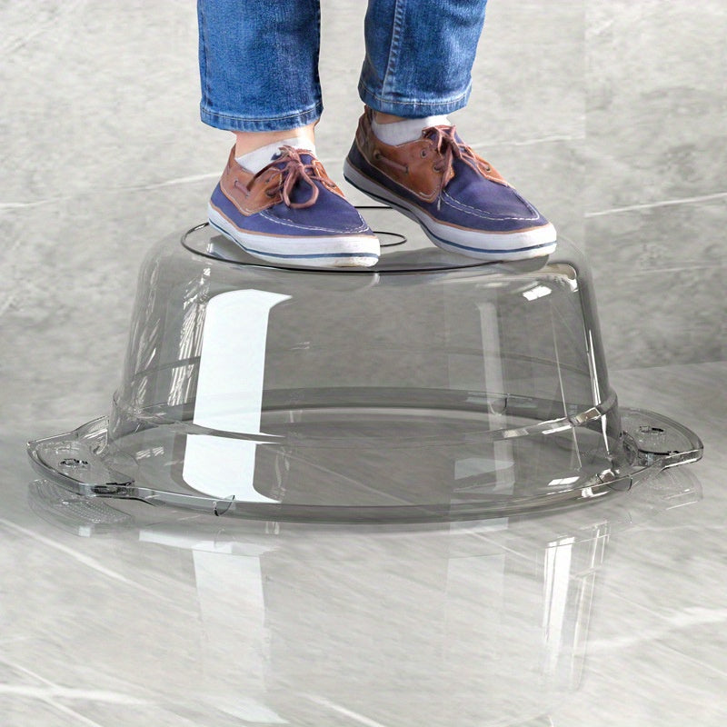 Large Clear Modern Round Wash Basin - Durable Thick Plastic for Bathroom, Kitchen & Outdoor Use - Versatile Face, Sock, and Laundry Sink with Drainage Spout