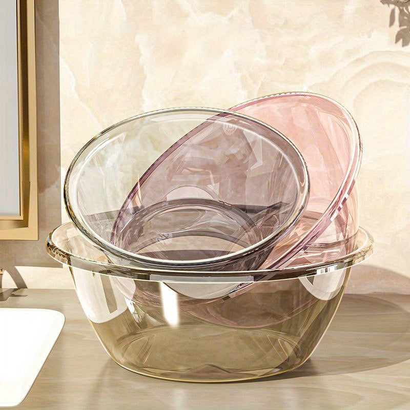 Durable Plastic Washbasin - Transparent, Multi-Use for Home & Dorms, Ideal for Vegetables, Laundry & Face, Thickened, Small Size