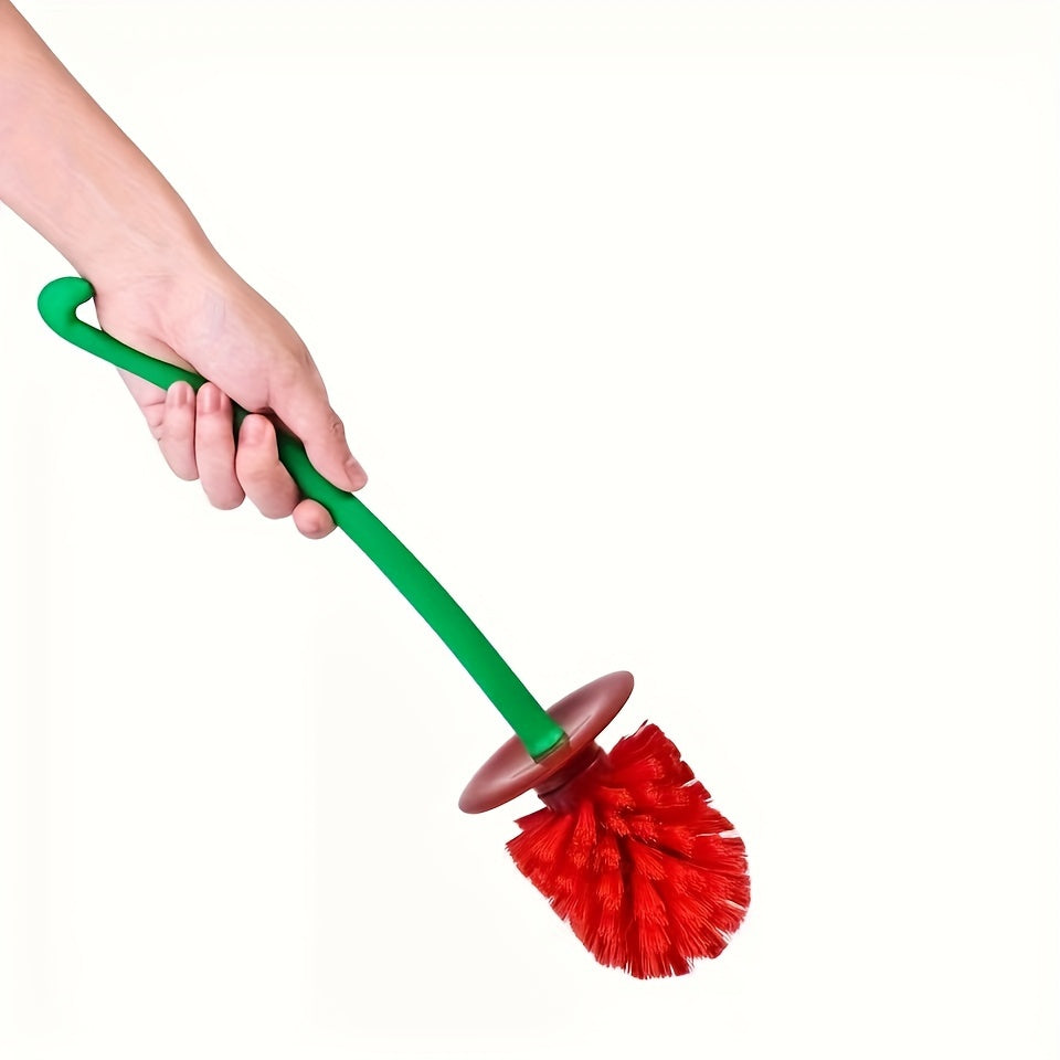 1pc Novelty Cherry-Shaped Toilet Brush with Holder, Creative Plastic Bathroom Accessory, Reusable Freestanding Toilet Brush with Multiple Components