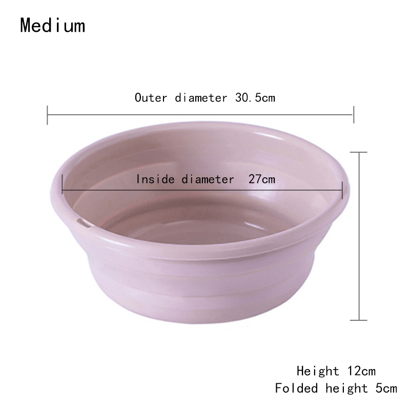 1pc Foldable Plastic Basin, Household Portable Student Dormitory Travel Laundry Thickened Wash Basin, Bathroom Accessories Laundry Room Accessories Fabric Shower Curtain Washable