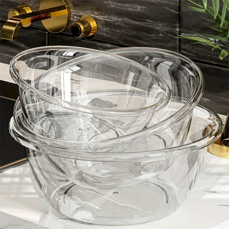 3pcs set of large, medium and small face wash basins, transparent and thickened, light luxury, for student dormitories, for washing vegetables and fruits, multi-purpose basin