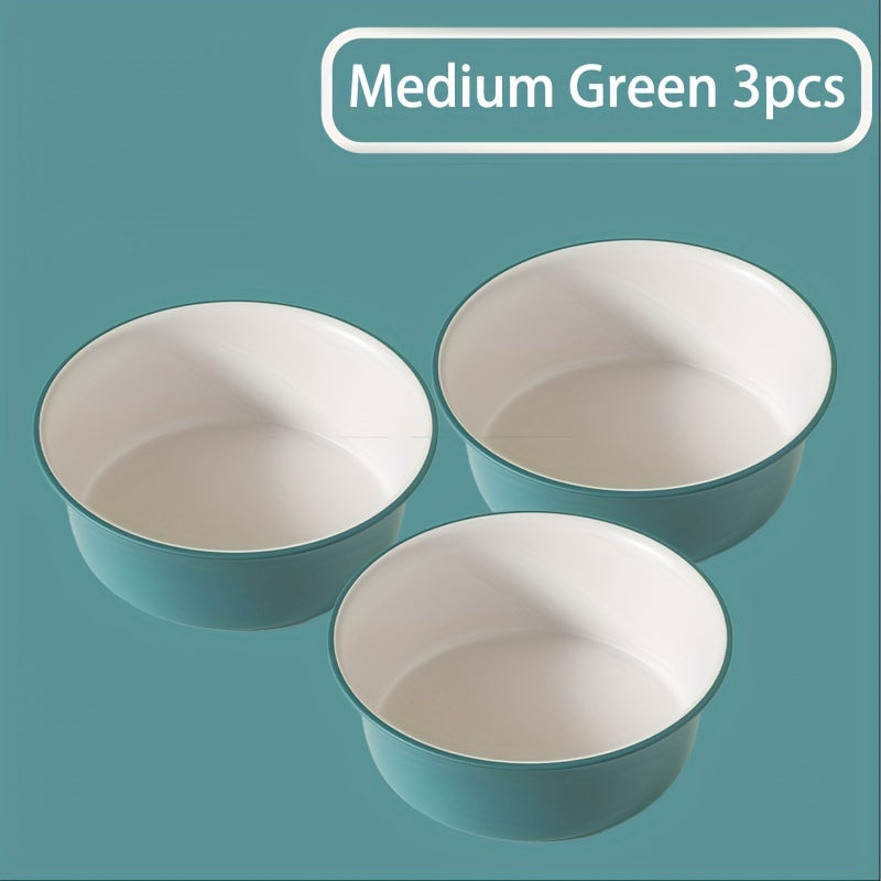 Multi-piece set of large, medium and small round plastic washbasins - durable, thick, modern style washbasins suitable for kitchen, bathroom and outdoor use - easy to clean, space-saving, versatile