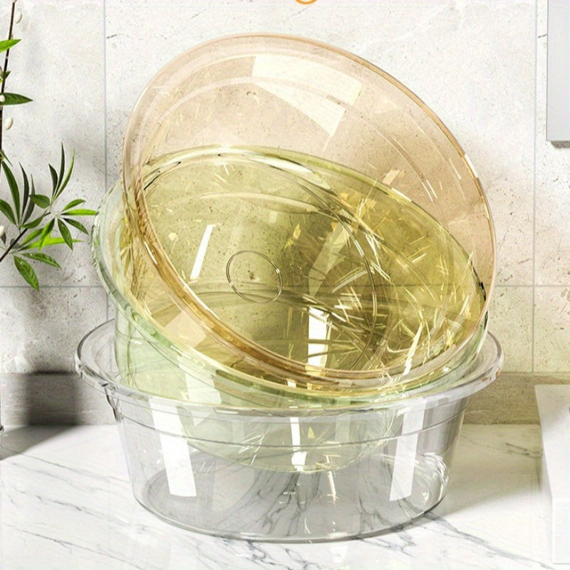 Durable Plastic Washbasin - Transparent, Multi-Use for Home & Dorms, Ideal for Vegetables, Laundry & Face, Thickened, Small Size