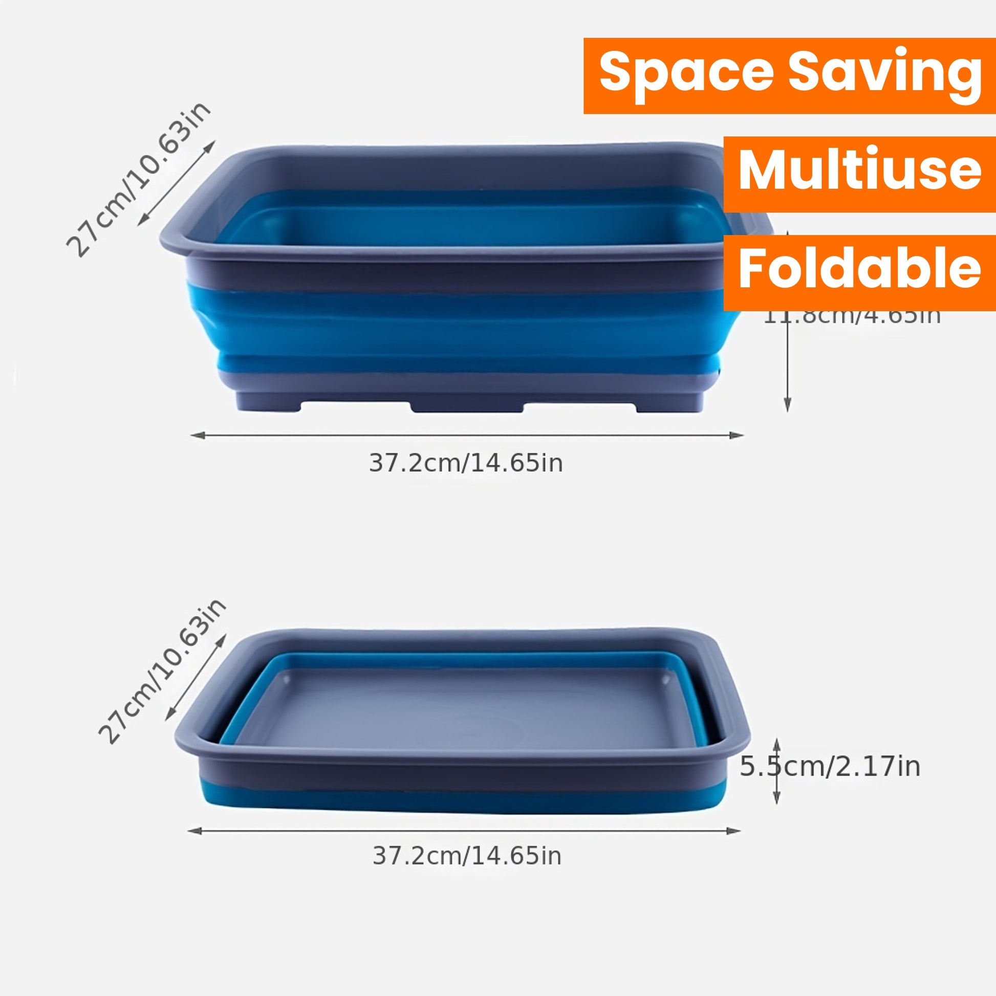 1pc 2.6 Gal (10L) Collapsible Dish Pan For Washing Dishes, Space Saving Multiuse Foldable Sink Tub, Kitchen Storage Tray For Outdoor Camping, Vegetable Washing, RV (Rectangle)