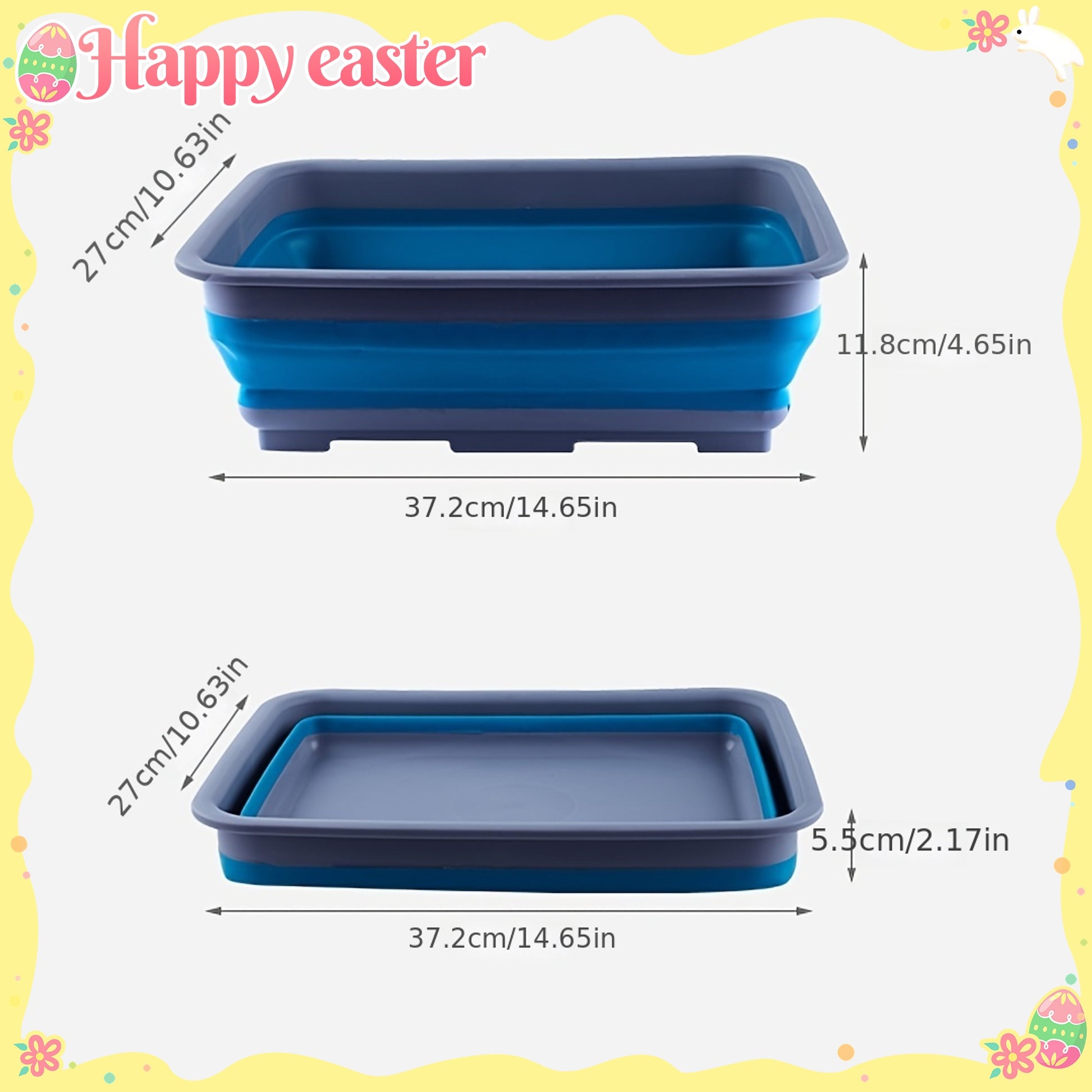 1pc 2.6 Gal (10L) Collapsible Dish Pan For Washing Dishes, Space Saving Multiuse Foldable Sink Tub, Kitchen Storage Tray For Outdoor Camping, Vegetable Washing, RV (Rectangle)