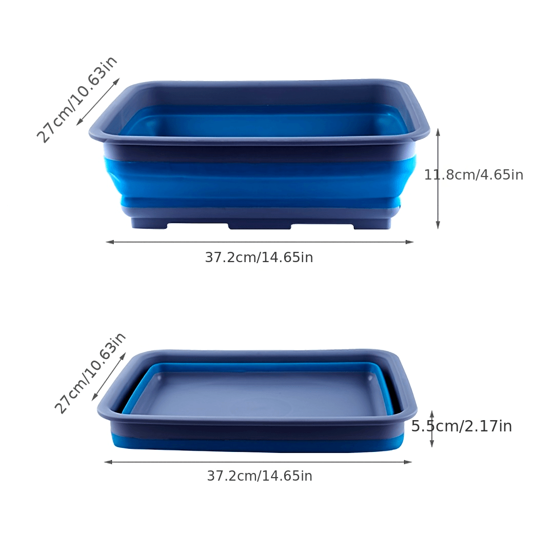 1pc 2.6 Gal (10L) Collapsible Dish Pan For Washing Dishes, Space Saving Multiuse Foldable Sink Tub, Kitchen Storage Tray For Outdoor Camping, Vegetable Washing, RV (Rectangle)