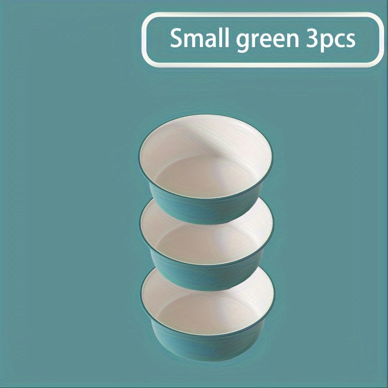 Multi-piece set of large, medium and small round plastic washbasins - durable, thick, modern style washbasins suitable for kitchen, bathroom and outdoor use - easy to clean, space-saving, versatile