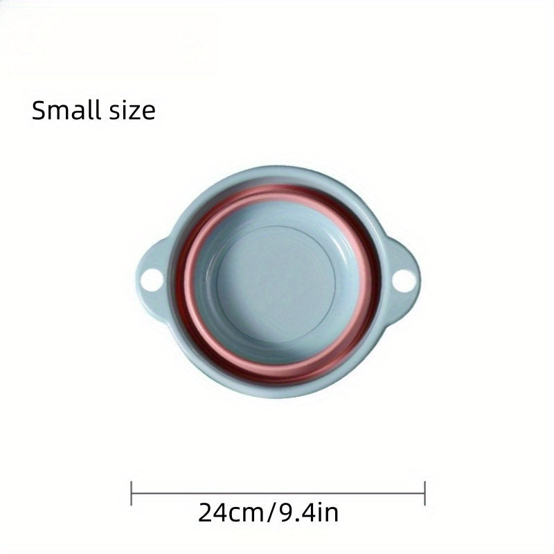 1pc Portable Foldable Washbasin - Durable Plastic, Ideal for Camping & Travel, Compact Design with Lid, Camping Essentials | Modern Kitchenware | Compact Washbasin