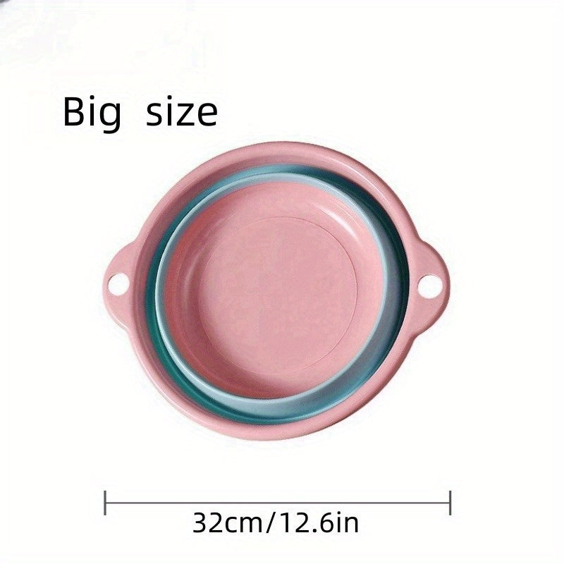 1pc Portable Foldable Washbasin - Durable Plastic, Ideal for Camping & Travel, Compact Design with Lid, Camping Essentials | Modern Kitchenware | Compact Washbasin