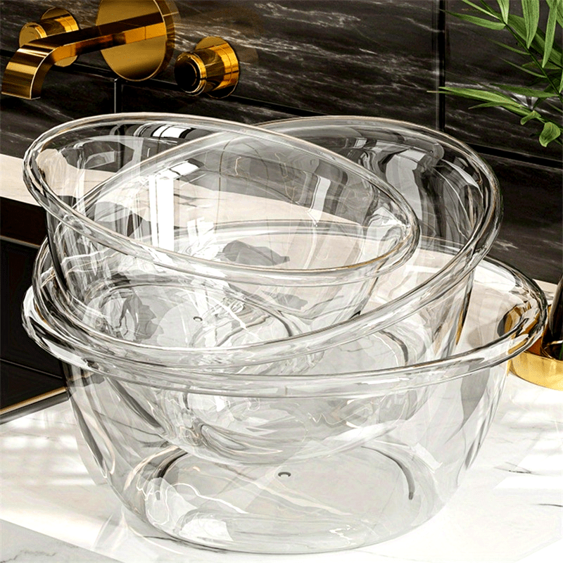 3pcs set of large, medium and small face wash basins, transparent and thickened, light luxury, for student dormitories, for washing vegetables and fruits, multi-purpose basin