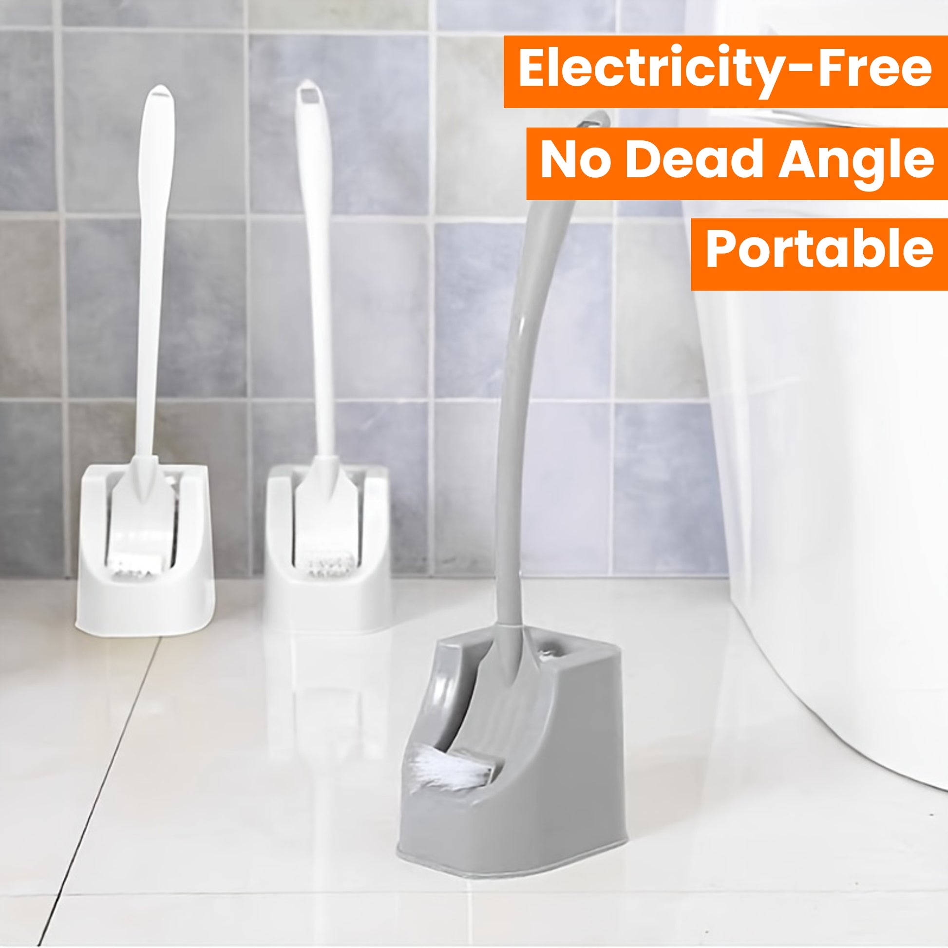 1 Set Soft Bristle Toilet Brush Set with Holder, Wall-Mounted Long Handle Bathroom Cleaning Brush, Portable Medium Firmness, Plastic Handle, No Dead Angle, Electricity-Free Cleaning Tool for Bathroom and Toilet
