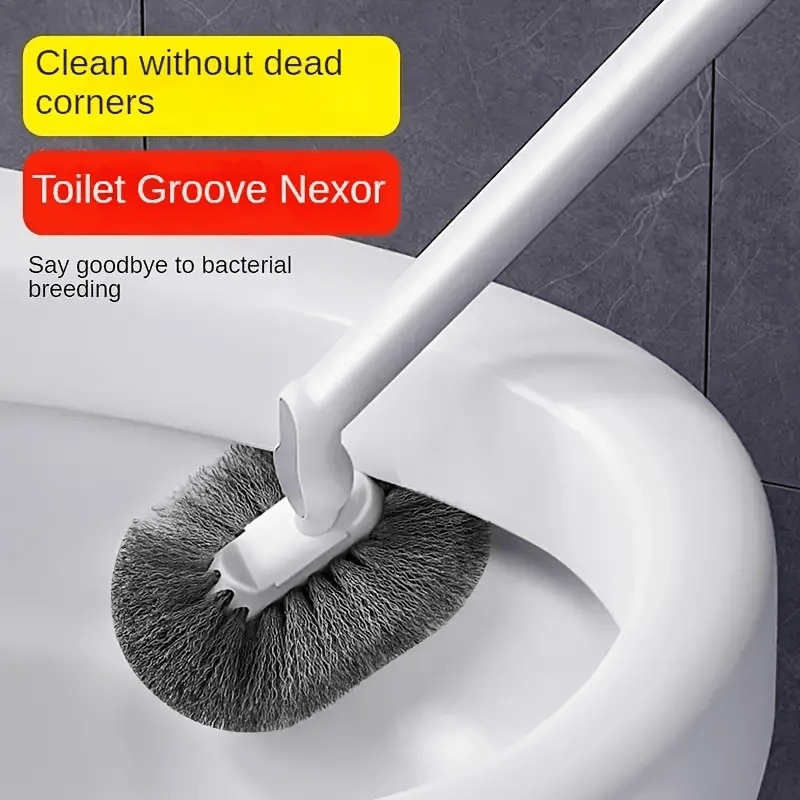 1pc Ergonomic C-Type Manual Toilet Brush with Long Handle - Deep Groove Cleaning for Bathroom, Toilet, Kitchen, Bedroom, Car - Reusable, Portable, No Electricity Needed, Plastic Material