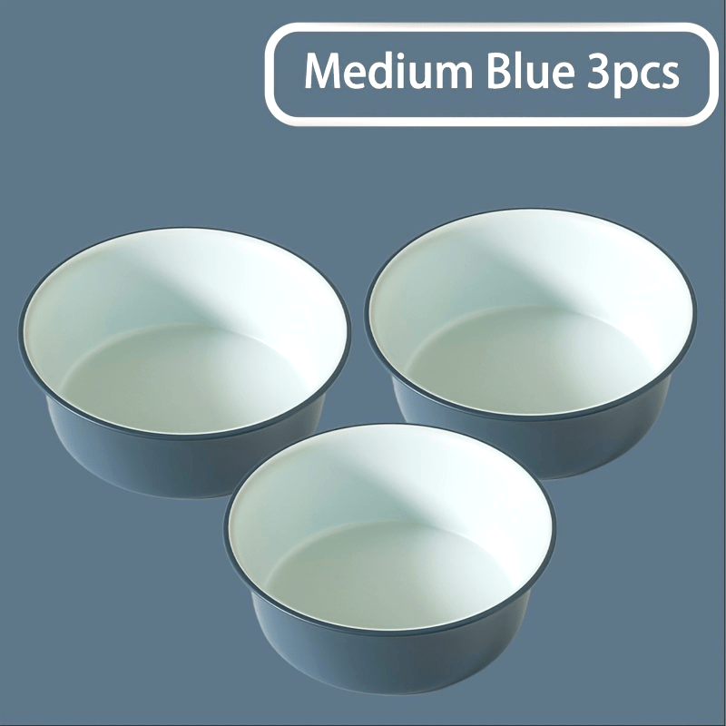 Multi-piece set of large, medium and small round plastic washbasins - durable, thick, modern style washbasins suitable for kitchen, bathroom and outdoor use - easy to clean, space-saving, versatile