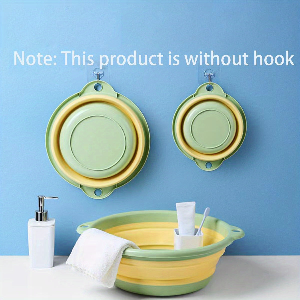 Compact Foldable Plastic Travel Bathroom Sink Set with Soap Dispenser - Portable Wall-Mounted Washing Station for Camping, Outdoor Activities, and Home Use, Camping Essentials|Minimalist Bathroom Set|Durable Plastic Material