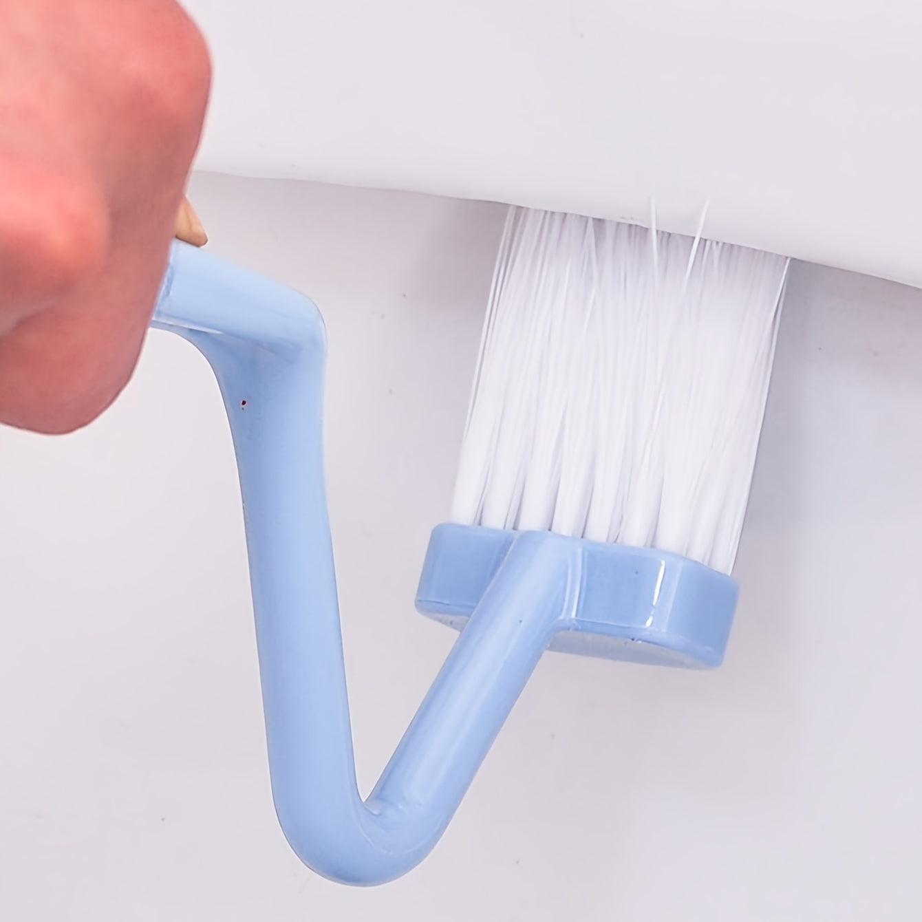1 Blue V-Shaped Toilet Brush: Innovative S-Shaped Design for Efficient Cleaning of Toilet Bowls, Suitable for Living Room, Toilet, and Kitchen, No Electricity Required, Made of Plastic