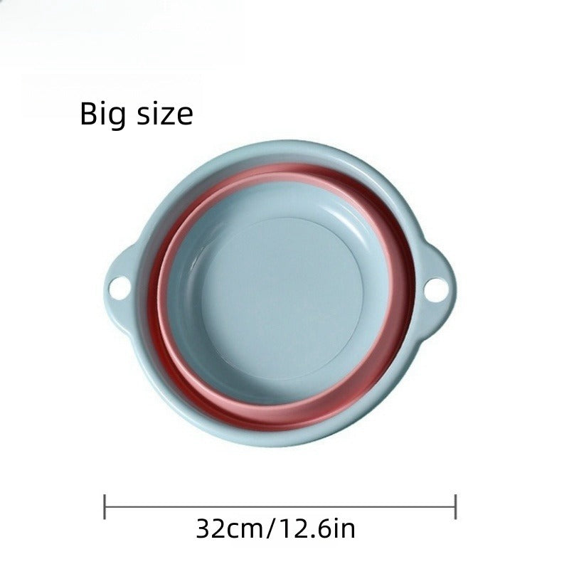 1pc Portable Foldable Washbasin - Durable Plastic, Ideal for Camping & Travel, Compact Design with Lid, Camping Essentials | Modern Kitchenware | Compact Washbasin