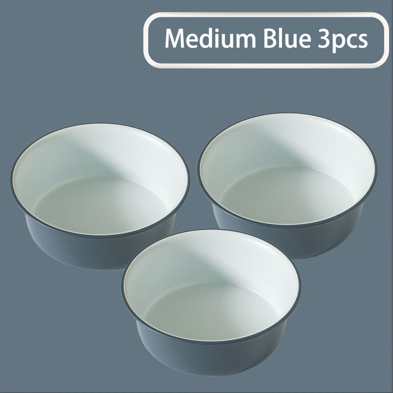 Multi-piece set of large, medium and small round plastic washbasins - durable, thick, modern style washbasins suitable for kitchen, bathroom and outdoor use - easy to clean, space-saving, versatile
