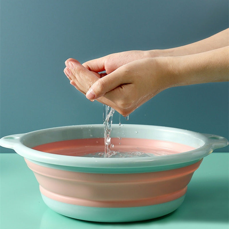 1pc Portable Foldable Washbasin - Durable Plastic, Ideal for Camping & Travel, Compact Design with Lid, Camping Essentials | Modern Kitchenware | Compact Washbasin