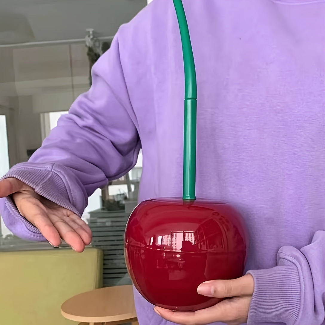 1pc Novelty Cherry-Shaped Toilet Brush with Holder, Creative Plastic Bathroom Accessory, Reusable Freestanding Toilet Brush with Multiple Components