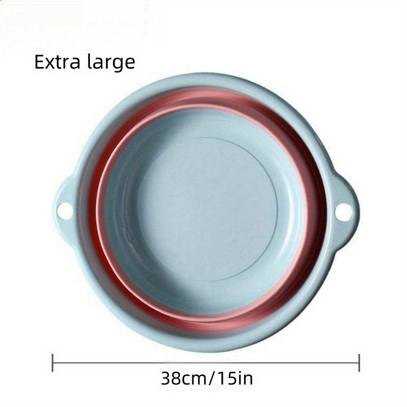 1pc Portable Foldable Washbasin - Durable Plastic, Ideal for Camping & Travel, Compact Design with Lid, Camping Essentials | Modern Kitchenware | Compact Washbasin
