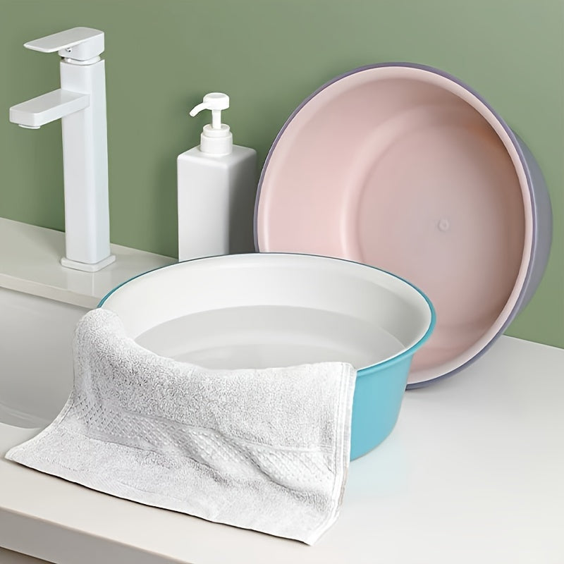 Multi-piece set of large, medium and small round plastic washbasins - durable, thick, modern style washbasins suitable for kitchen, bathroom and outdoor use - easy to clean, space-saving, versatile