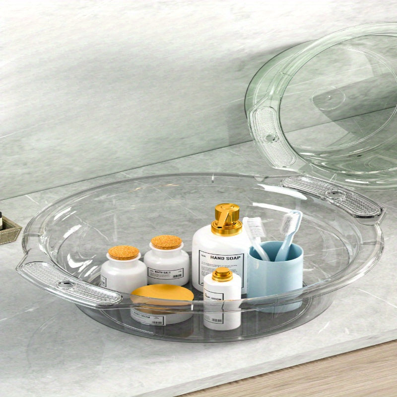 Large Clear Modern Round Wash Basin - Durable Thick Plastic for Bathroom, Kitchen & Outdoor Use - Versatile Face, Sock, and Laundry Sink with Drainage Spout