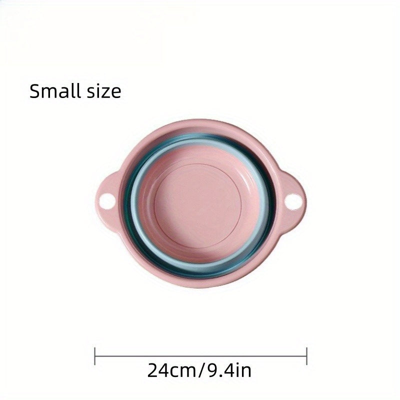 1pc Portable Foldable Washbasin - Durable Plastic, Ideal for Camping & Travel, Compact Design with Lid, Camping Essentials | Modern Kitchenware | Compact Washbasin