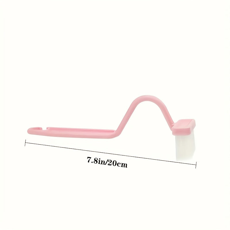 Ergonomic Pink V-Shaped Toilet Brush - Wall-Mounted, Manual, No-Scrub Design for Efficient Bathroom Corner Cleaning, Durable Plastic with Soft Bristles, Toilet Brush and Holder Set, Bathroom Cleaning Accessories