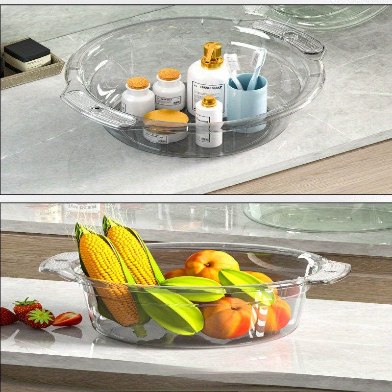 Large Clear Modern Round Wash Basin - Durable Thick Plastic for Bathroom, Kitchen & Outdoor Use - Versatile Face, Sock, and Laundry Sink with Drainage Spout