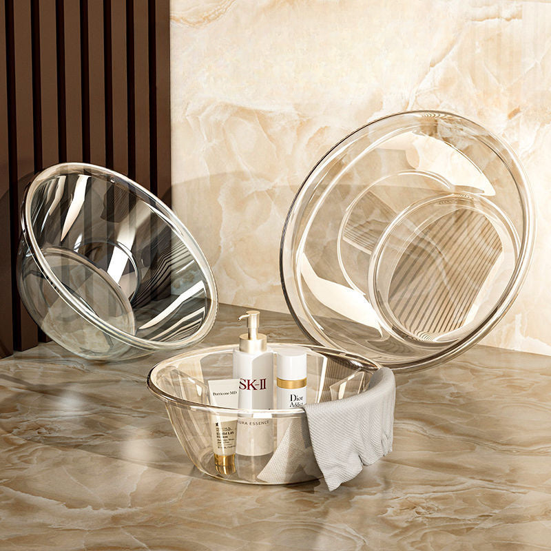Durable Plastic Washbasin - Transparent, Multi-Use for Home & Dorms, Ideal for Vegetables, Laundry & Face, Thickened, Small Size