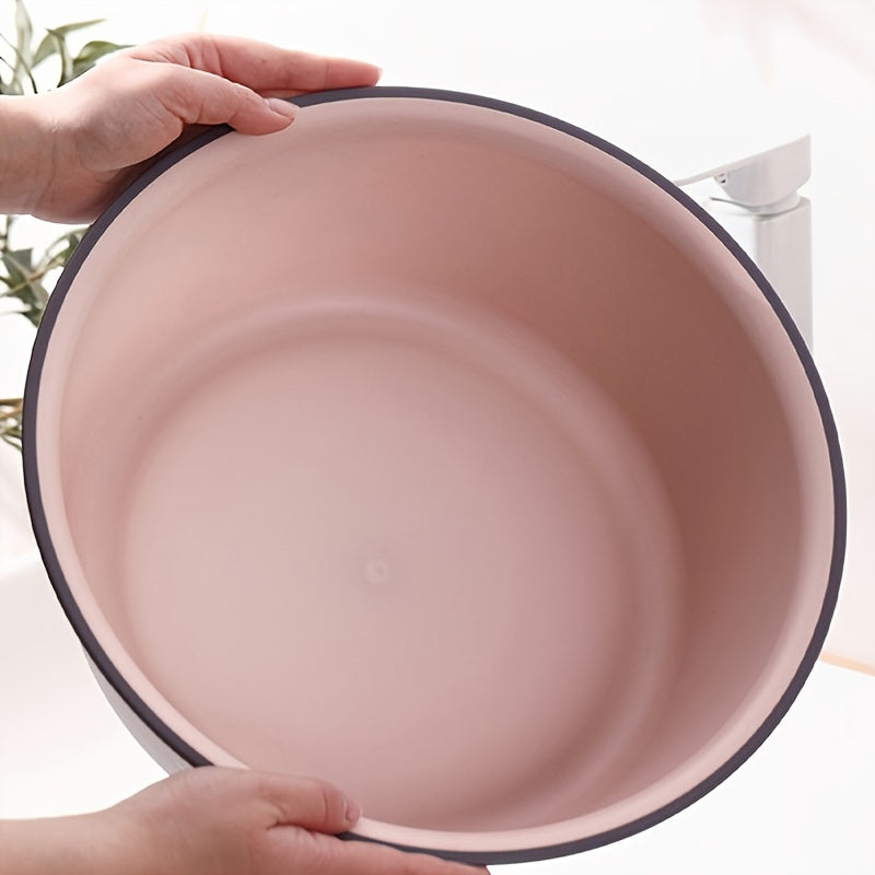 Multi-piece set of large, medium and small round plastic washbasins - durable, thick, modern style washbasins suitable for kitchen, bathroom and outdoor use - easy to clean, space-saving, versatile