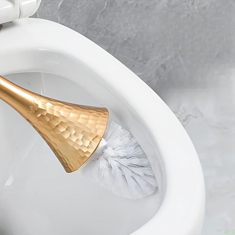 Luxurious Golden Toilet Brush with Long Handle - Elegant White Bristles, Ideal for Bathroom and Home Cleaning, Home Hygiene Essentials|Elegant Toilet Brush|Durable Plastic Brush
