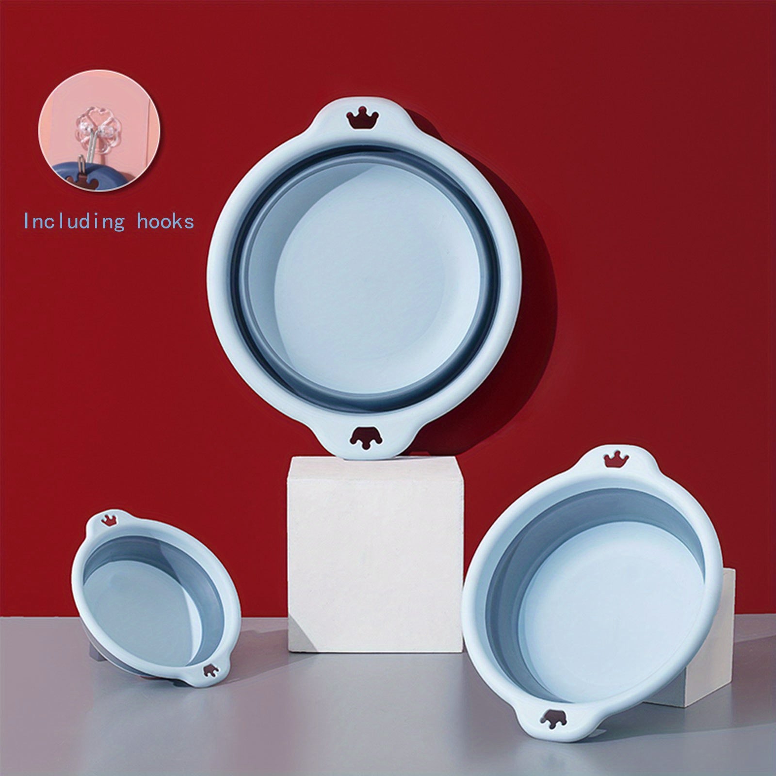 1pc Portable Folding Wash Basin for Camping and Traveling - Lightweight and Telescopic, Includes Hook for Easy Storage