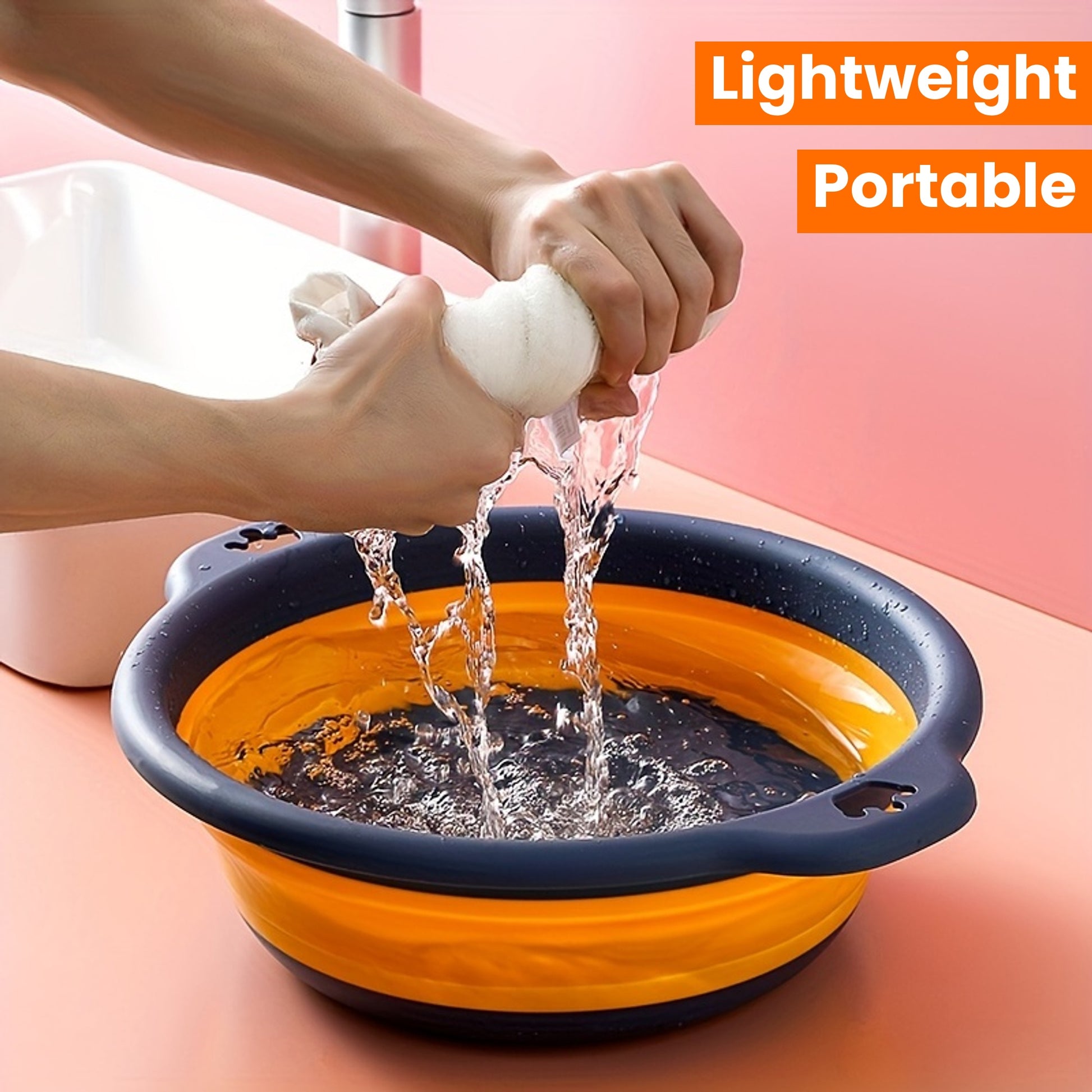 1pc Portable Folding Wash Basin for Camping and Traveling - Lightweight and Telescopic, Includes Hook for Easy Storage