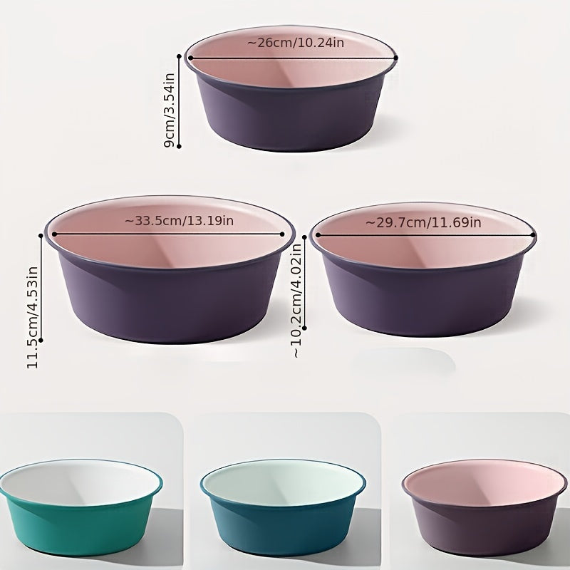 Multi-piece set of large, medium and small round plastic washbasins - durable, thick, modern style washbasins suitable for kitchen, bathroom and outdoor use - easy to clean, space-saving, versatile
