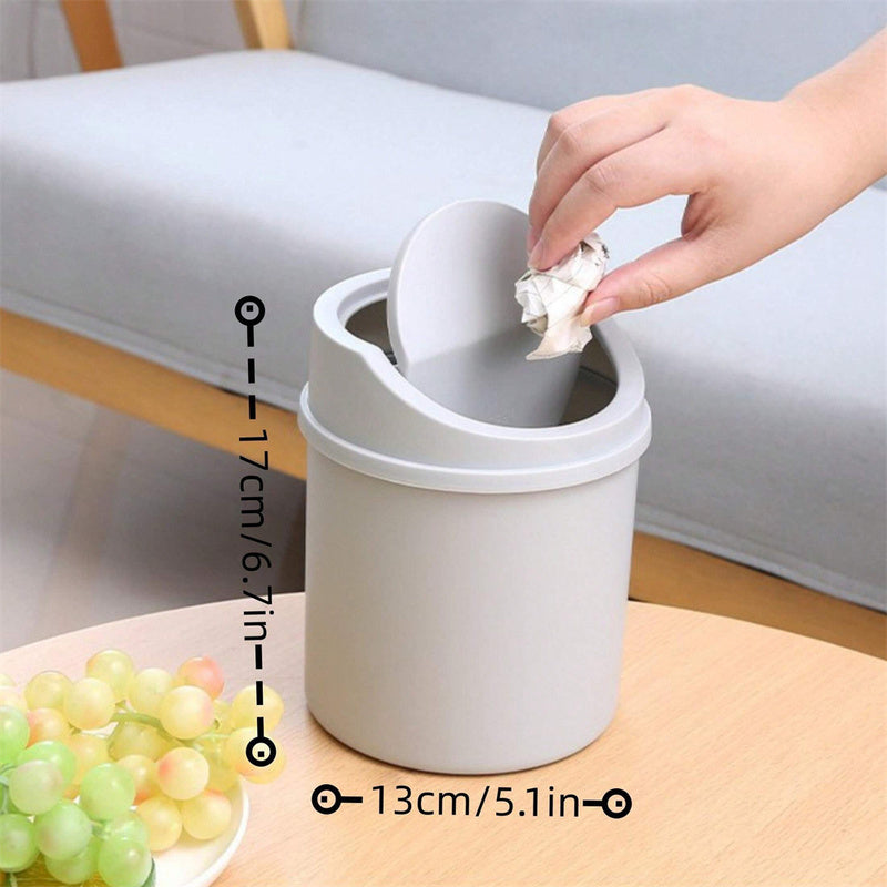 Compact Portable Flip-Top Desktop Trash Can - Space-Saving, Easy-to-Clean Mini Waste Bin with Cute Rabbit & Floral Design, Durable PP Material, Ideal for Home and Office Use, Office Trash Ca