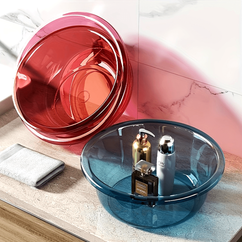 Classic Round Plastic Basin, Large, Thick Polished Finish, Multipurpose Basin for Kitchen, Bathroom, Dormitory, Laundry and Storage