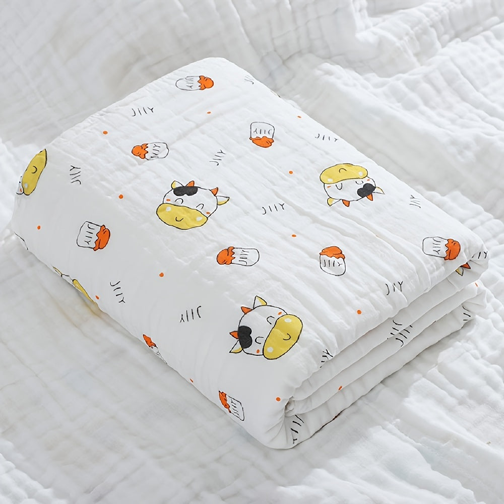 Soft Six-Layer Gauze Bath Towel Blanket for Babies, Highly Absorbent, Perfect for Swaddling.