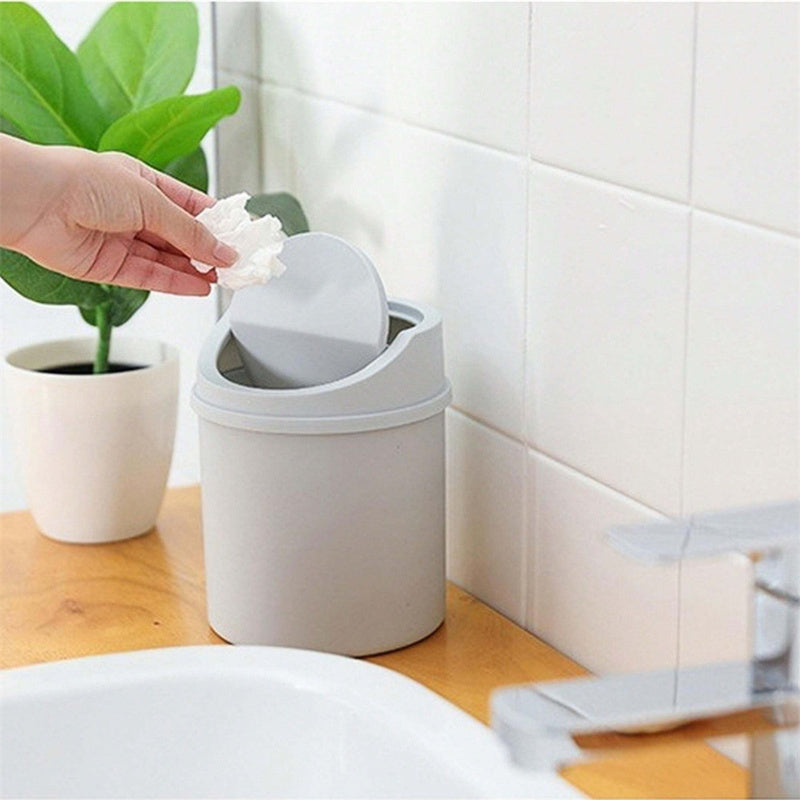 Compact Portable Flip-Top Desktop Trash Can - Space-Saving, Easy-to-Clean Mini Waste Bin with Cute Rabbit & Floral Design, Durable PP Material, Ideal for Home and Office Use, Office Trash Ca
