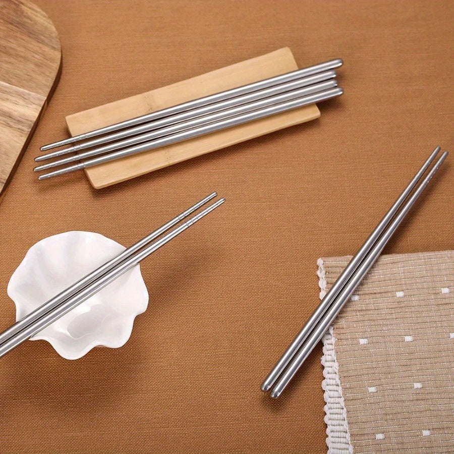 10pcs Stainless Steel Chopsticks Set - Reusable, Durable for Sushi & Chinese Cuisine - Perfect for Restaurants & Home Kitchens