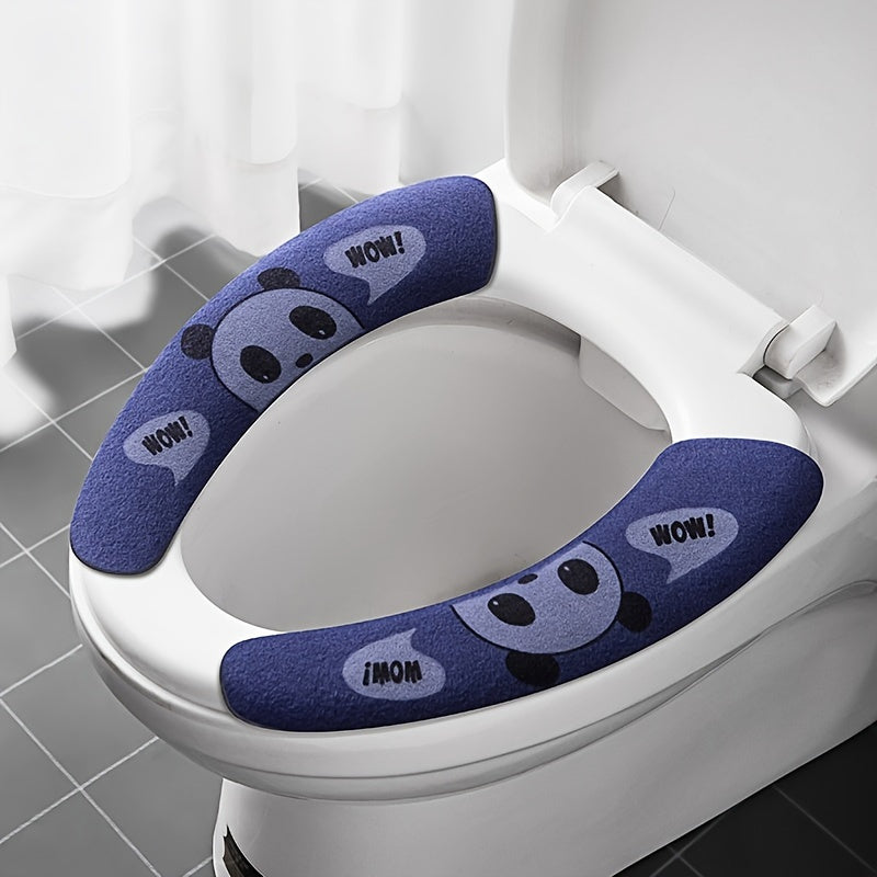 1pc Washable & Reusable Toilet Seat Cover with Cute Cat Design - Easy Stick, No-Lint Fabric Bathroom Cushion Pad, Matte Finish, Half-Round Shape, Bathroom Seat Upgrade|Playful Bathroom Decor|Matte Finish Cover