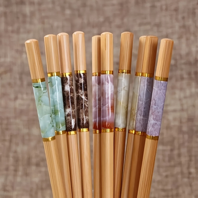 Five Pairs of Bamboo Printed Chopsticks, Consumable Chopsticks, Tableware, Kitchen Supplies, Suitable for Restaurants Happy Eid Al-Fitr