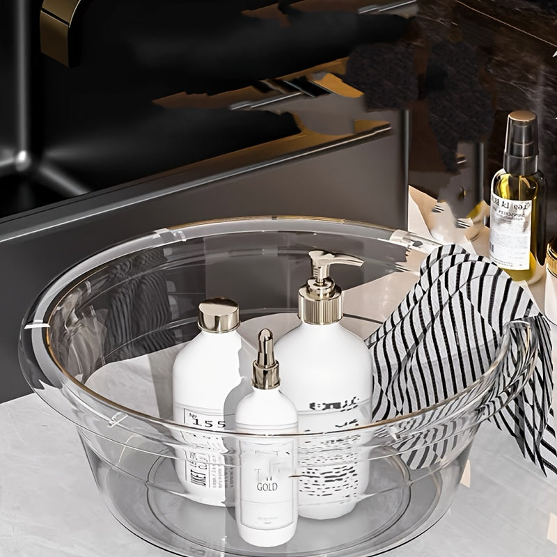 1pcs Luxury Style Student Dormitory Wash Basin, High Aesthetic Plastic Washing and Foot Basin, Simple Transparent Plastic Hair Washing Basin, No Electricity Required
