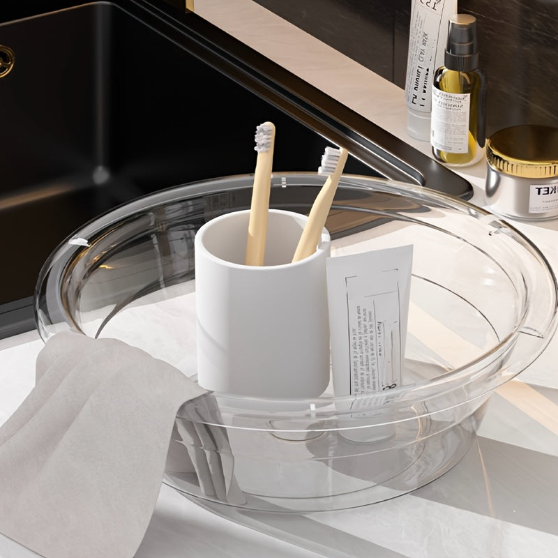 1pcs Luxury Style Student Dormitory Wash Basin, High Aesthetic Plastic Washing and Foot Basin, Simple Transparent Plastic Hair Washing Basin, No Electricity Required