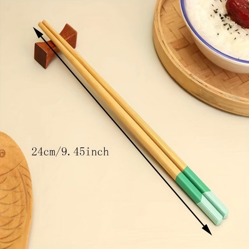 5 Pairs of Premium Bamboo Chopsticks - High-Temperature Resistant, Anti-Slip, Reusable, Lightweight, Dishwasher Safe, Easy to Clean, Kitchen Essentials for Healthy Eating