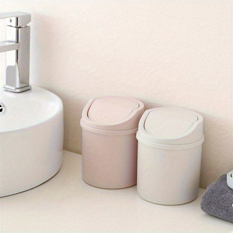 Compact Portable Flip-Top Desktop Trash Can - Space-Saving, Easy-to-Clean Mini Waste Bin with Cute Rabbit & Floral Design, Durable PP Material, Ideal for Home and Office Use, Office Trash Ca
