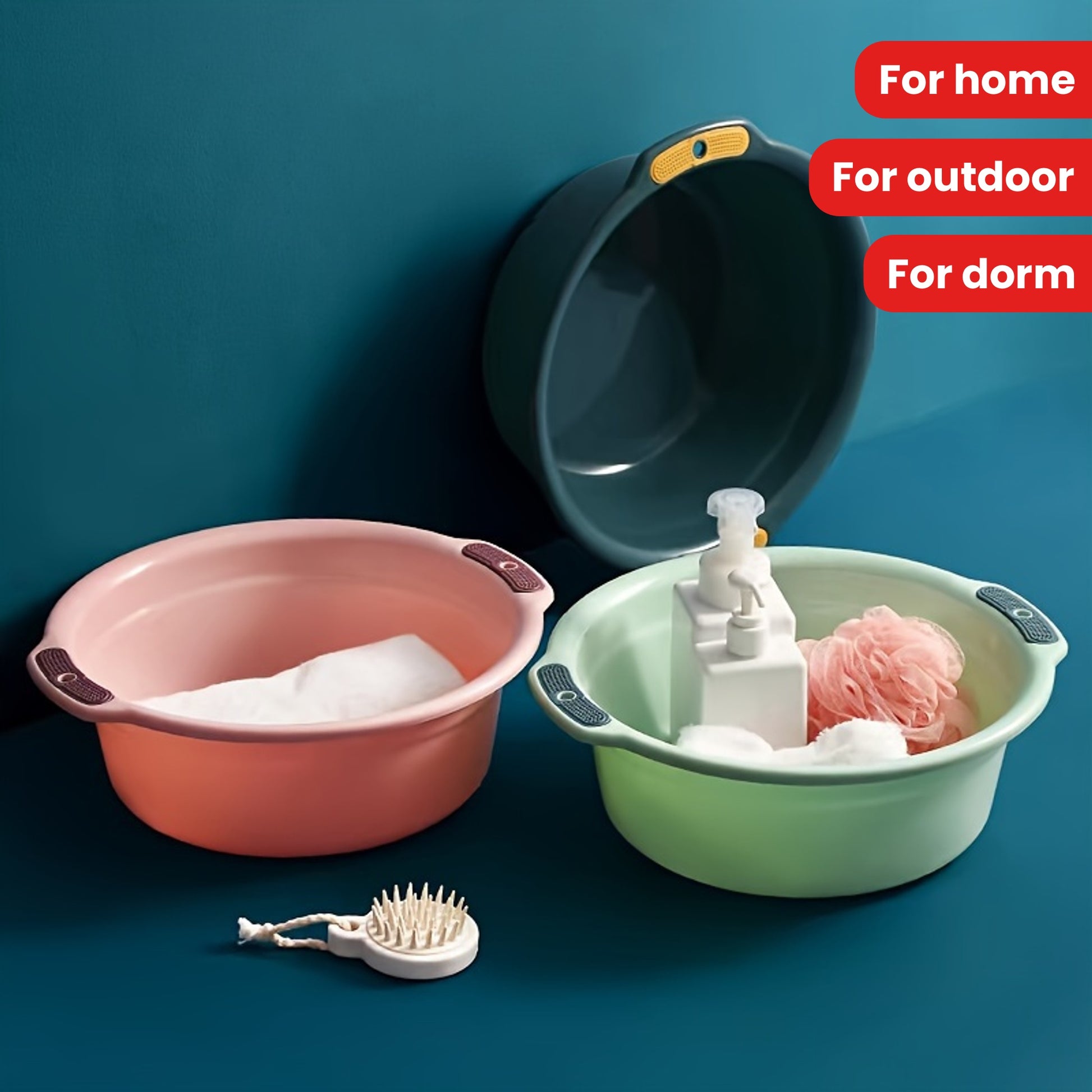 1pc, Wash Basin, Plastic Washbasin, Thickened Wash Basin, Household Wash Basin, Dormitory Basin, Dormitory Washbasin, Portable Footbath, Outdoor Portable Basin For Washing Feet, Basin For Home Outdoor Dorm, Back To School Supplies