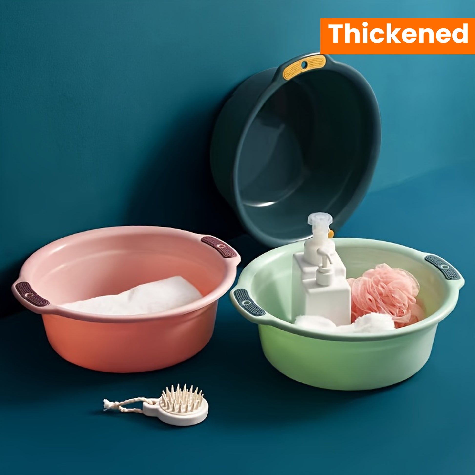 1pc, Wash Basin, Plastic Washbasin, Thickened Wash Basin, Household Wash Basin, Dormitory Basin, Dormitory Washbasin, Portable Footbath, Outdoor Portable Basin For Washing Feet, Basin For Home Outdoor Dorm, Back To School Supplies
